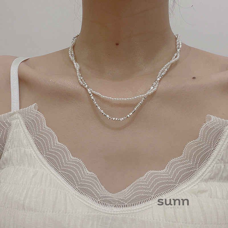 Zanaya Pearl & Silver Layered Necklace