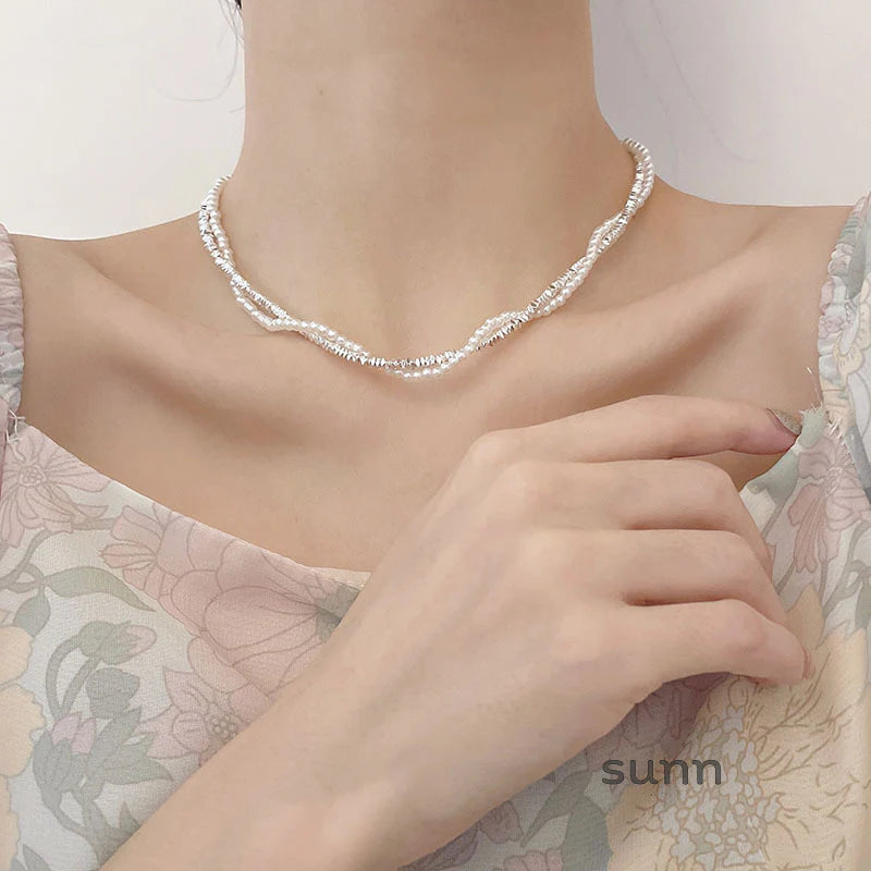 Zanaya Pearl & Silver Layered Necklace