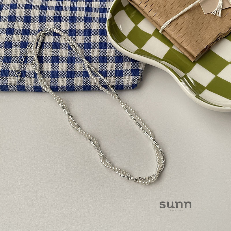 Zanaya Pearl & Silver Layered Necklace