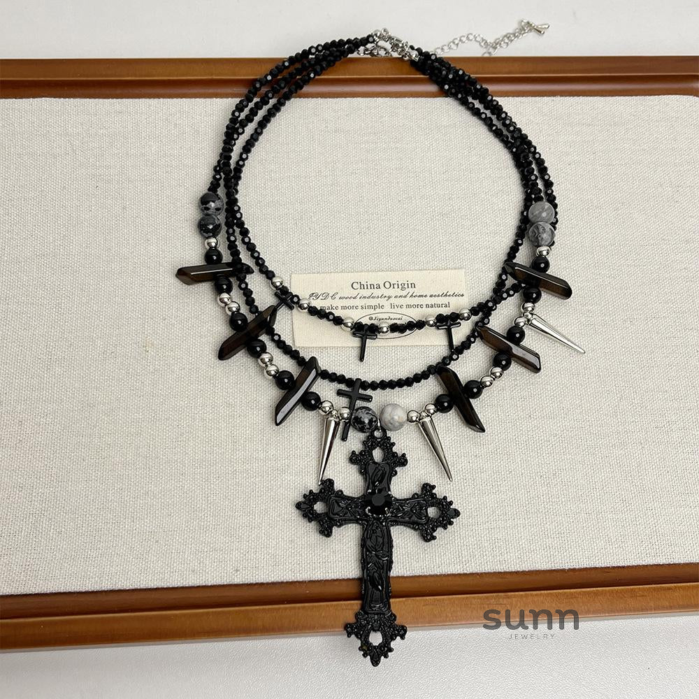 Zaniah Layered Cross Rivet Necklace [3XPZB0L6]