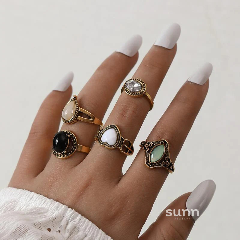 Zaria Crystal Stacking Ring Set