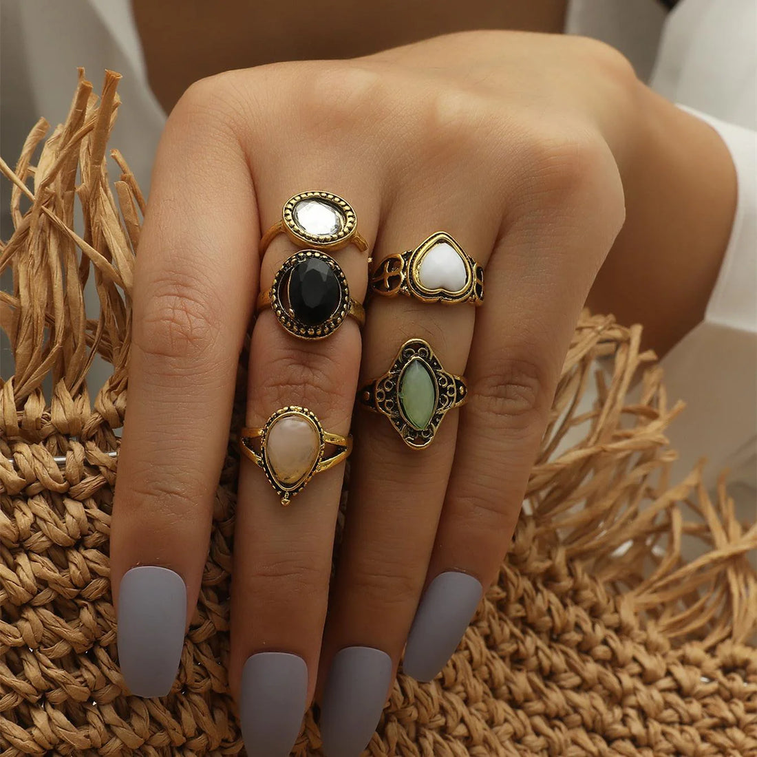 Zaria Crystal Stacking Ring Set