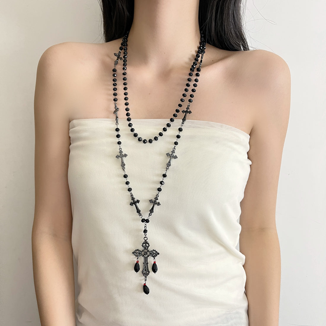 Zarya Layered Cross Necklace [PKZN019H]