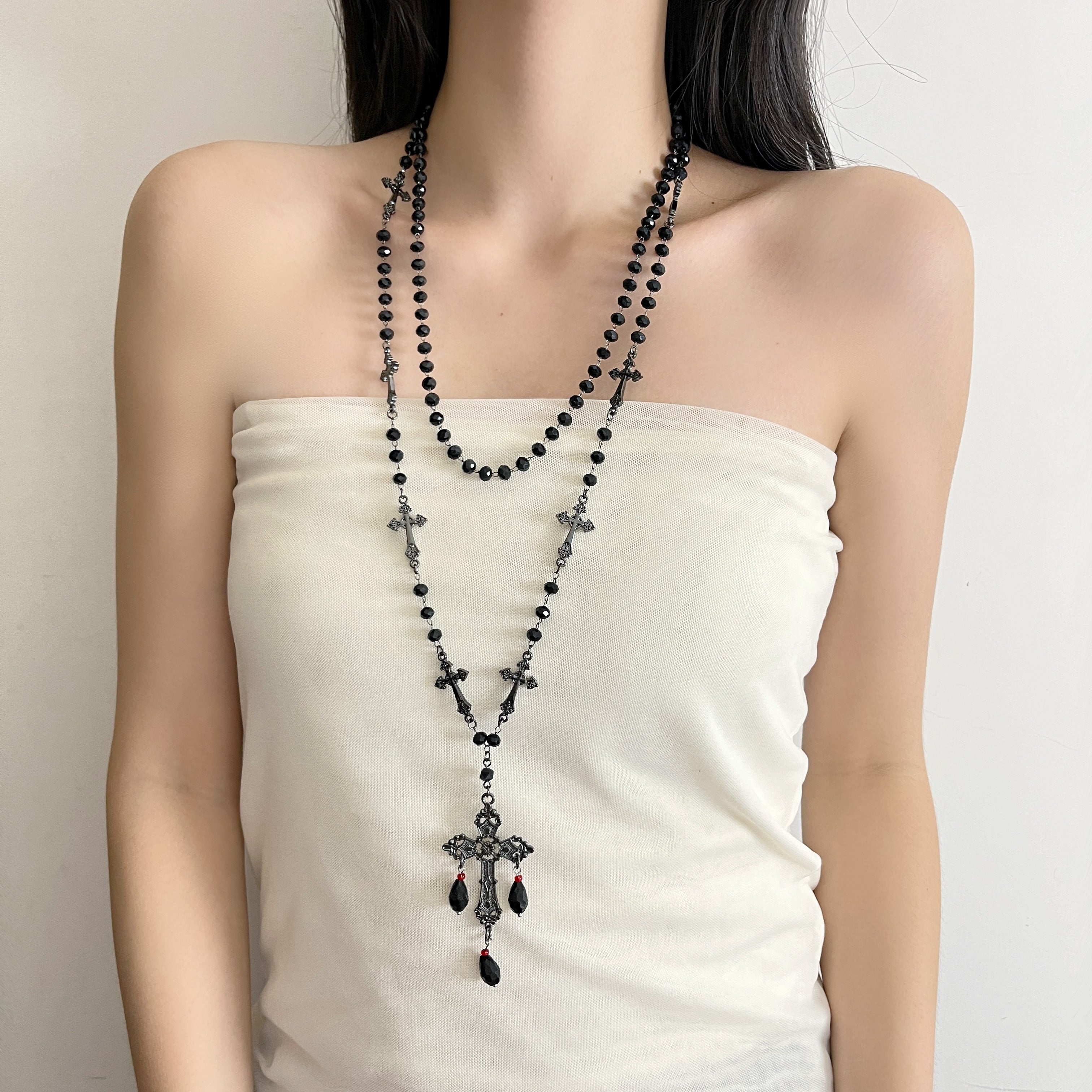 Zarya Layered Cross Necklace [PKZN019H]