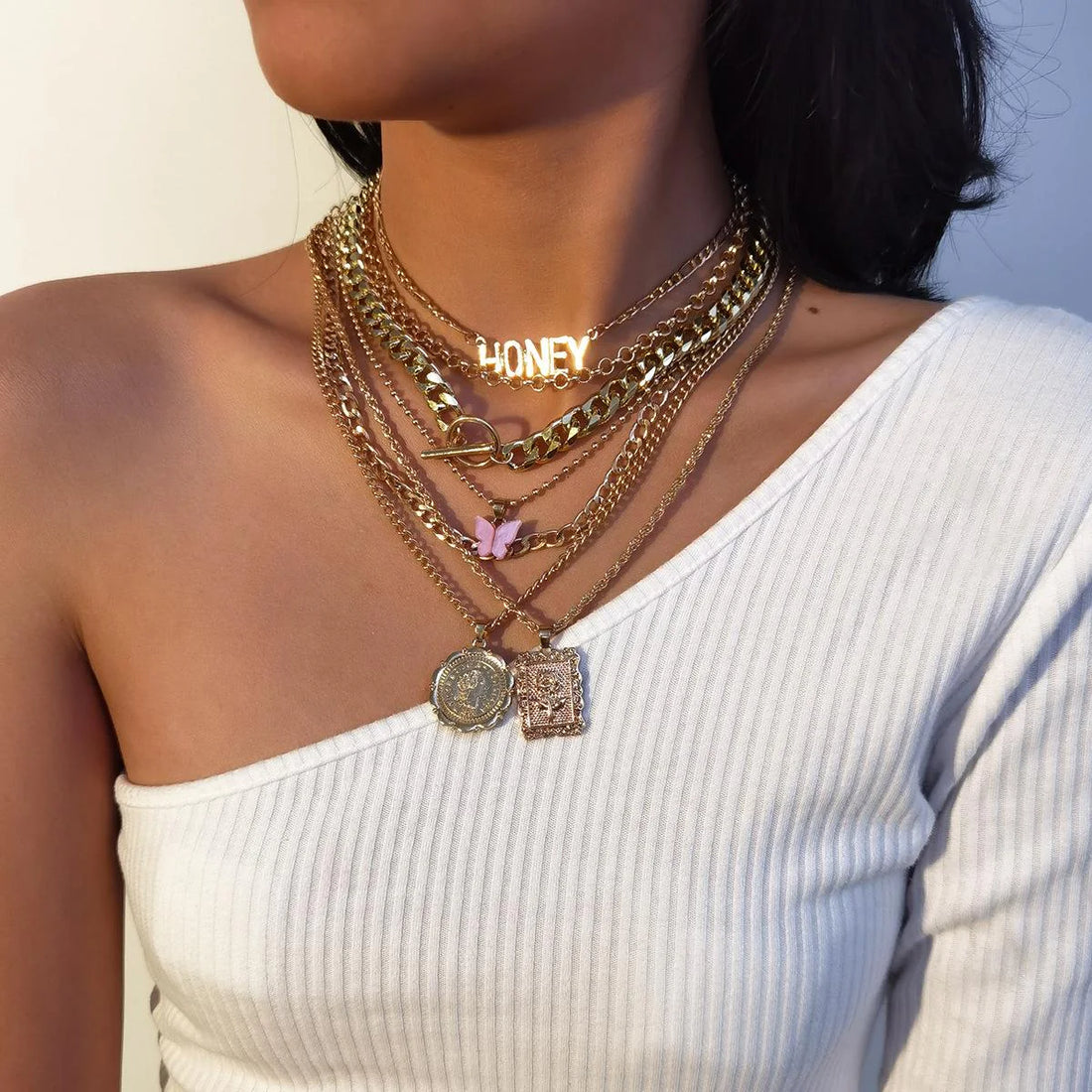 Zaylah Layered Butterfly Necklace Set
