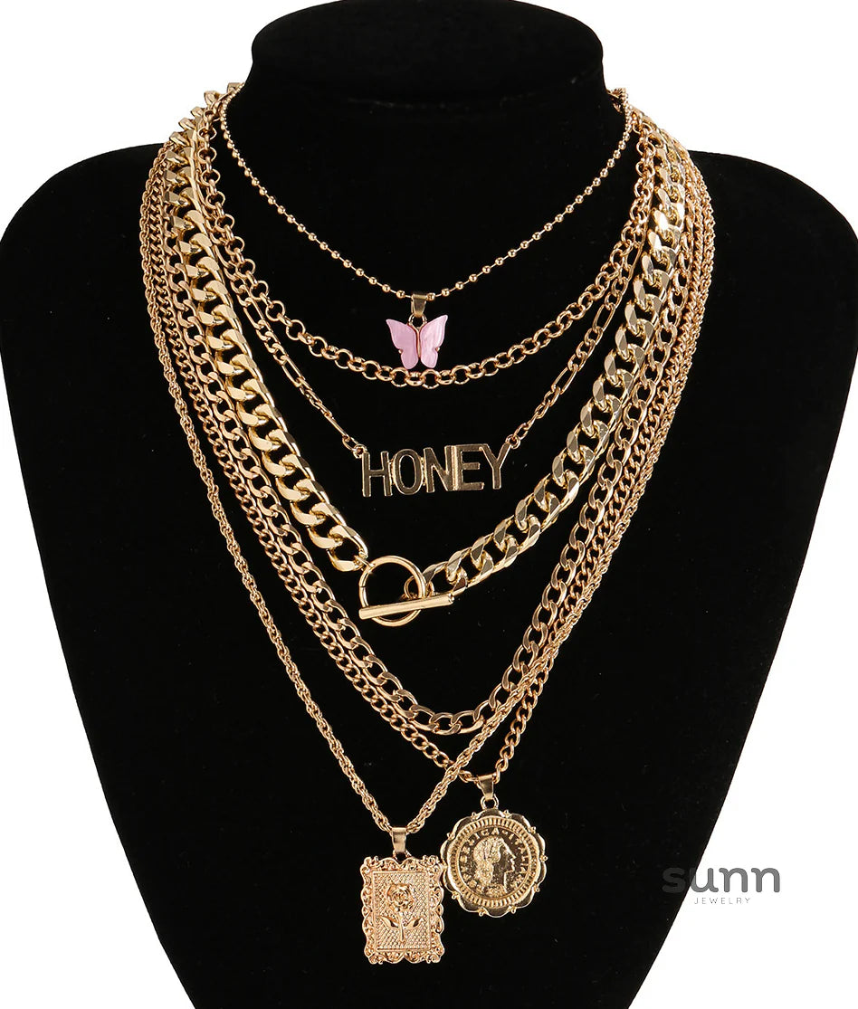 Zaylah Layered Butterfly Necklace Set