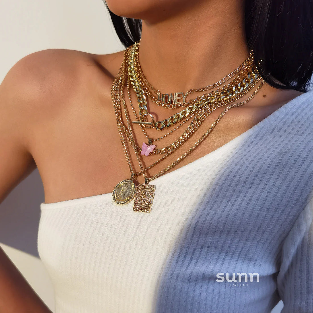 Zaylah Layered Butterfly Necklace Set