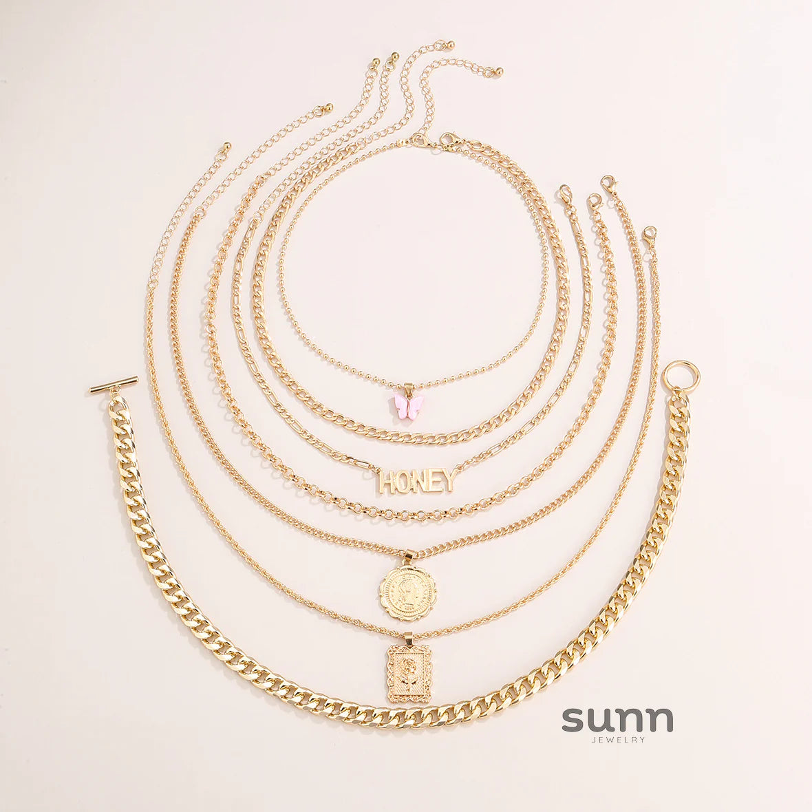 Zaylah Layered Butterfly Necklace Set