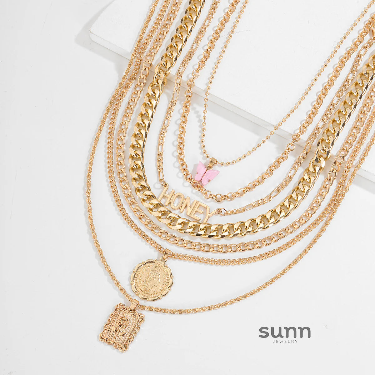 Zaylah Layered Butterfly Necklace Set