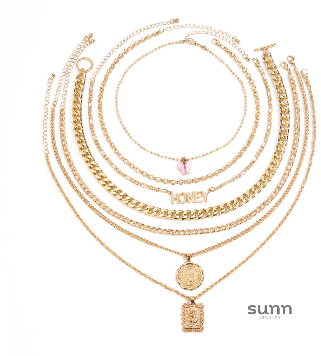 Zaylah Layered Butterfly Necklace Set