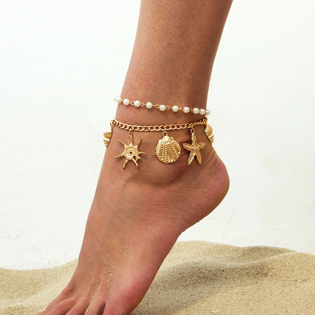 Zayna Ocean Charm Anklet Set
