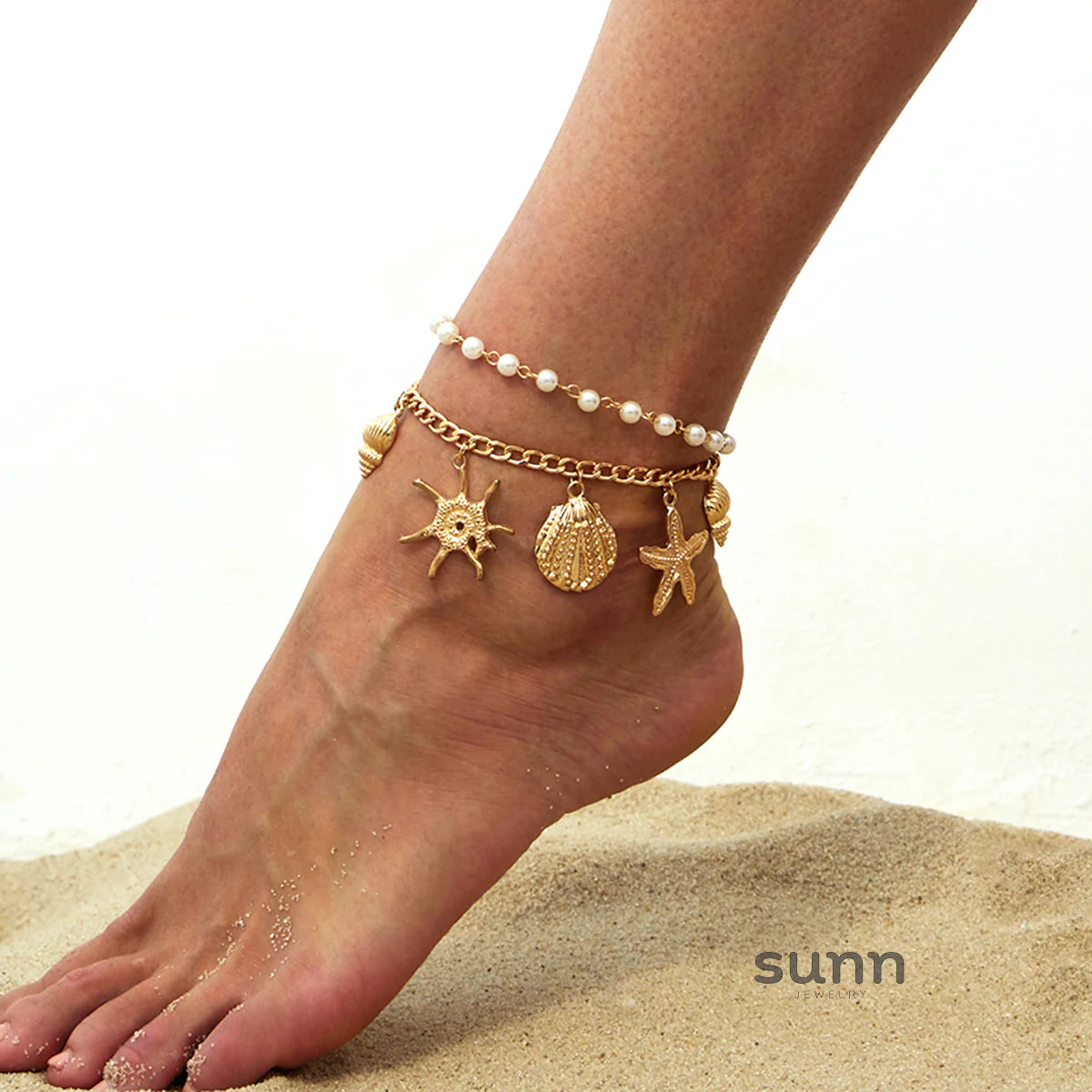Zayna Ocean Charm Anklet Set