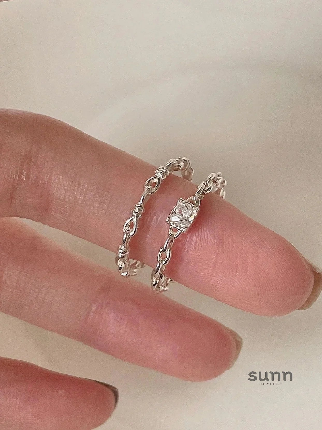 Zehra Braided White Stone Ring