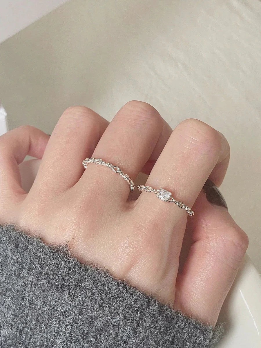 Zehra Braided White Stone Ring