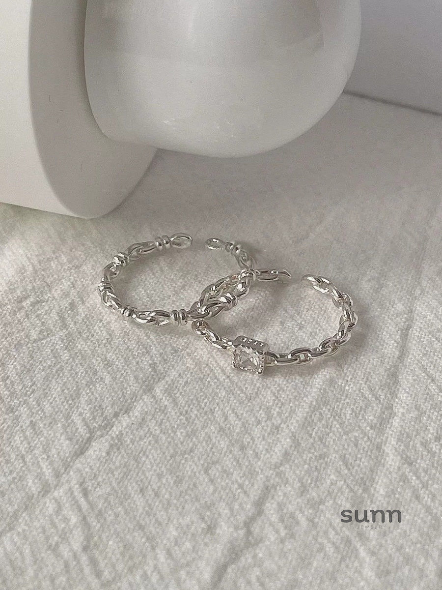 Zehra Braided White Stone Ring
