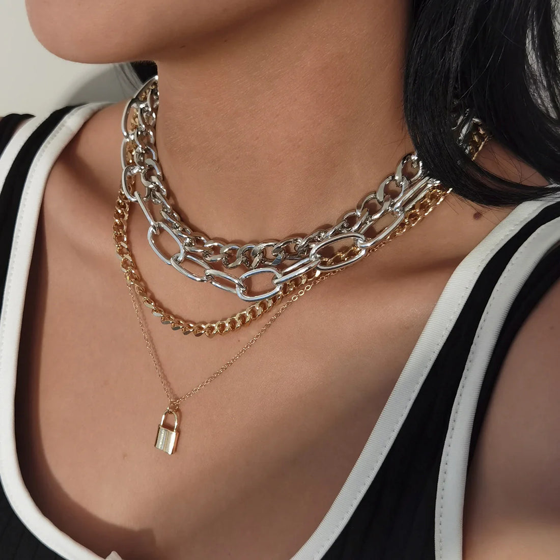 Zemira Multi-Layer Lock Necklace
