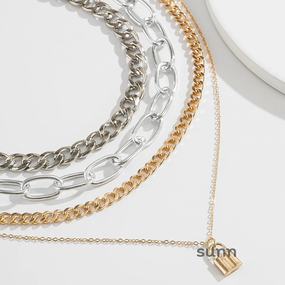 Zemira Multi-Layer Lock Necklace