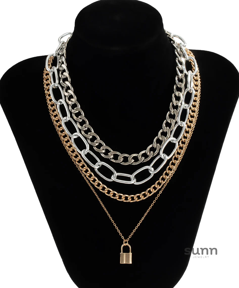 Zemira Multi-Layer Lock Necklace