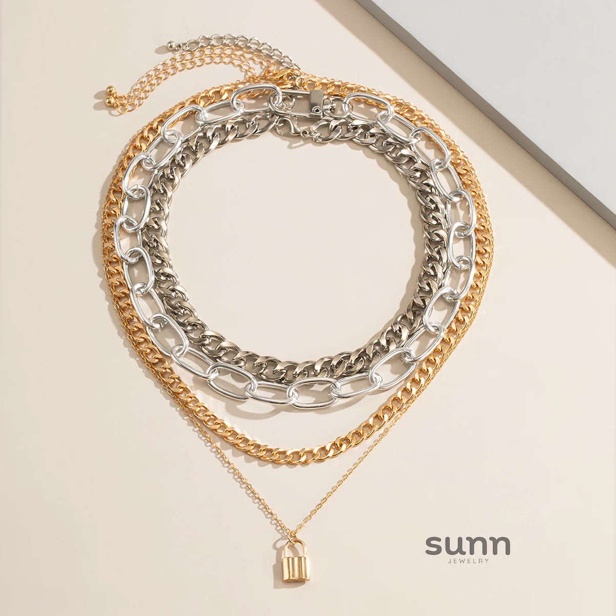 Zemira Multi-Layer Lock Necklace