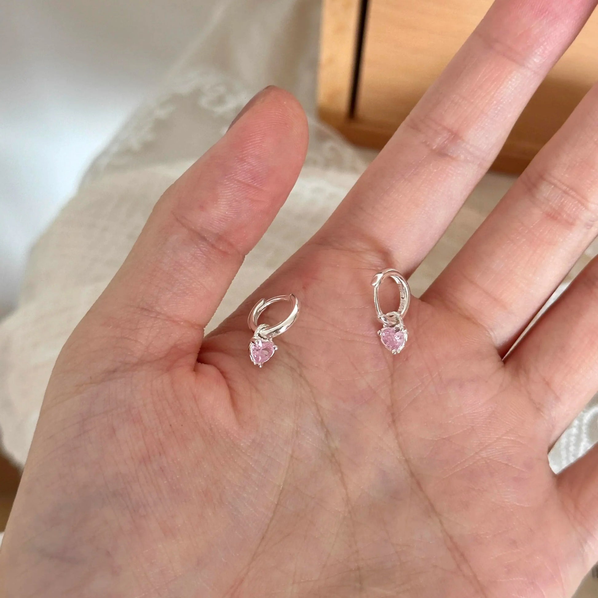 Zenaida Pink Zirconia Convertible Heart Earrings