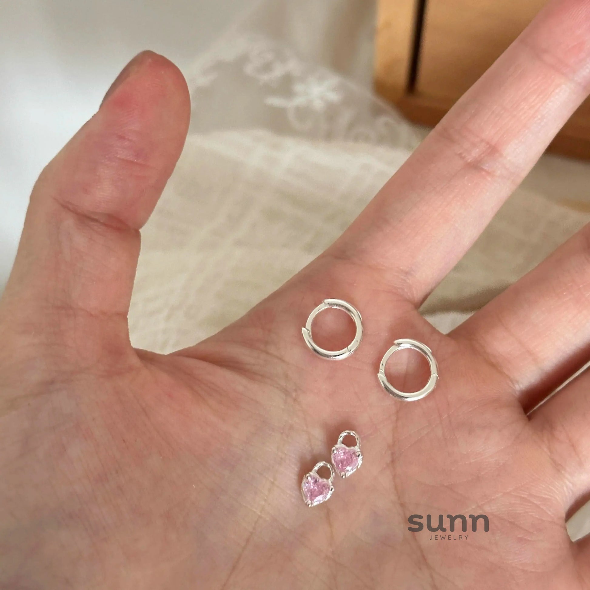 Zenaida Pink Zirconia Convertible Heart Earrings