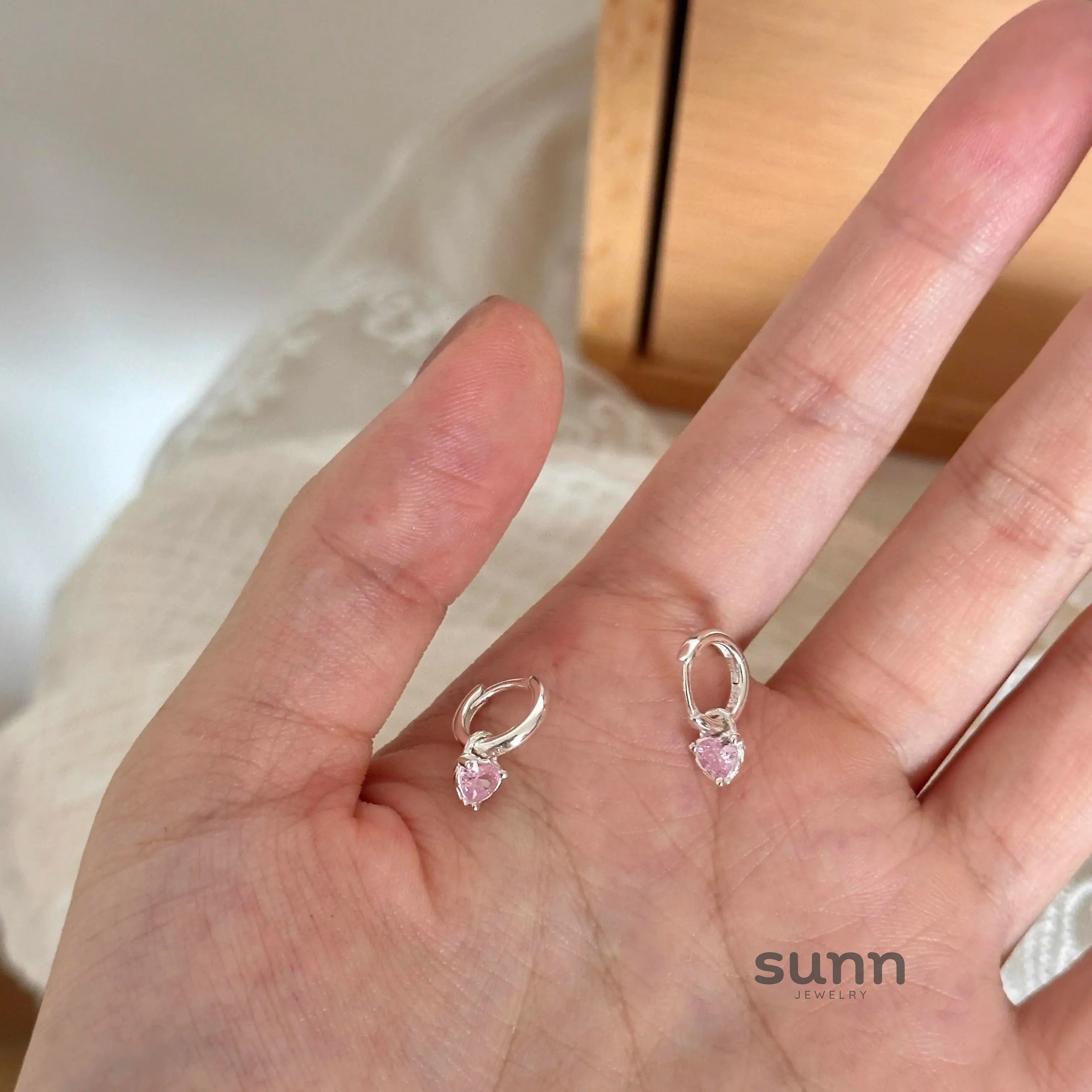 Zenaida Pink Zirconia Convertible Heart Earrings