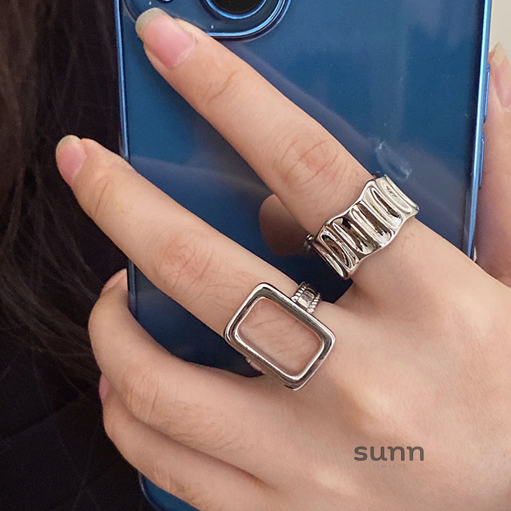 Zenaida Retro Silver Ring Set [QP90N5V8]