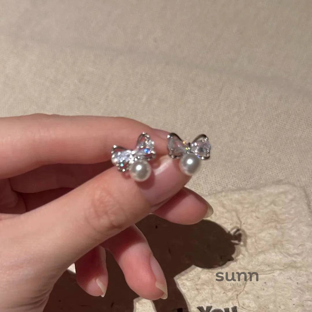 Zianna Delicate Butterfly Pearl Studs