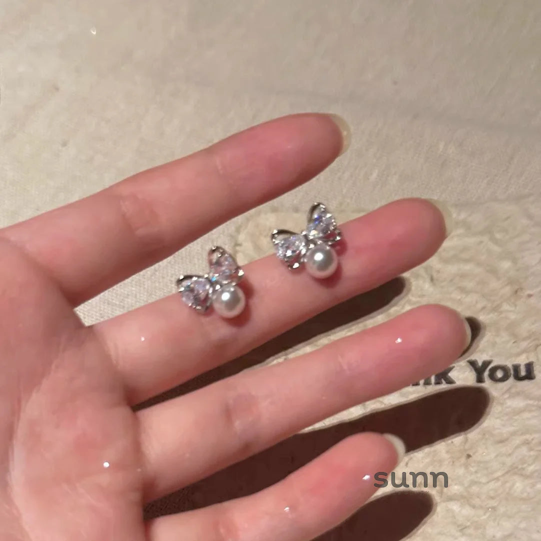 Zianna Delicate Butterfly Pearl Studs