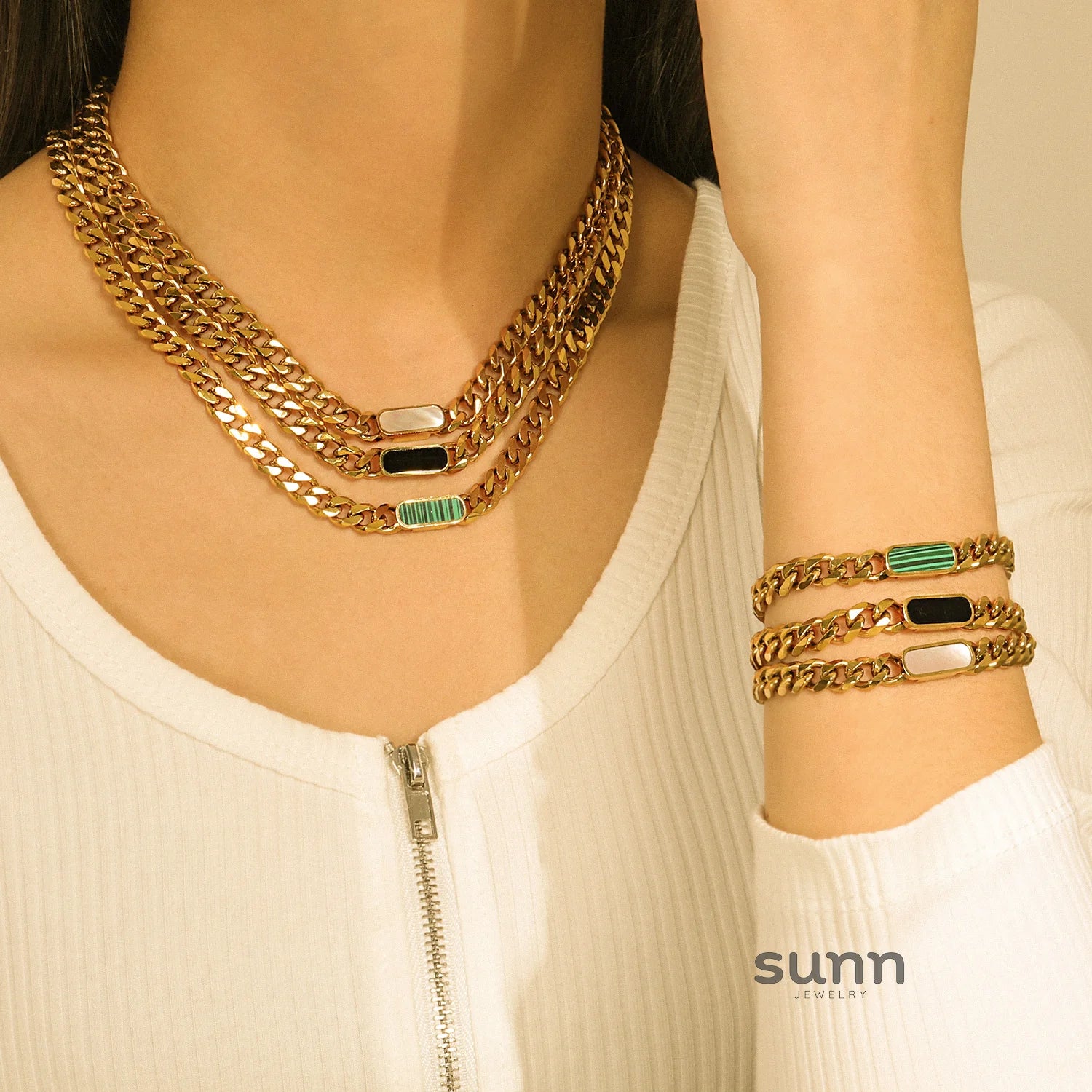 Zinnia Layered Gold Chain Necklace