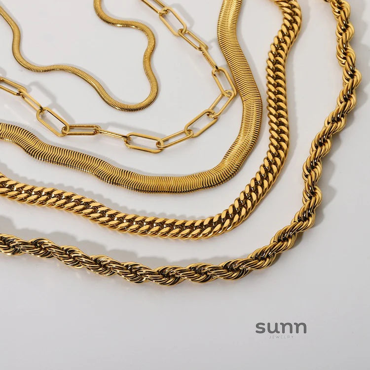 Zinnia Layered Gold Chain Necklace
