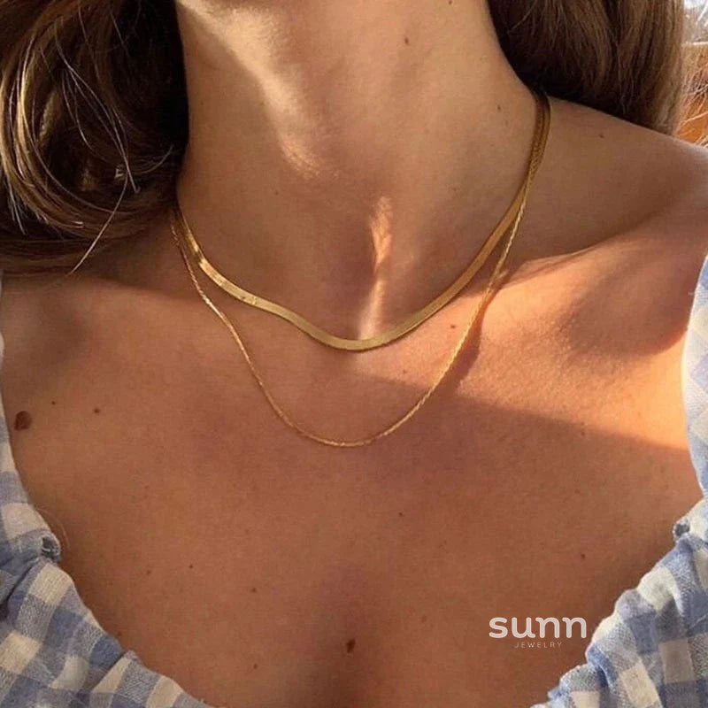 Zinnia Layered Gold Chain Necklace
