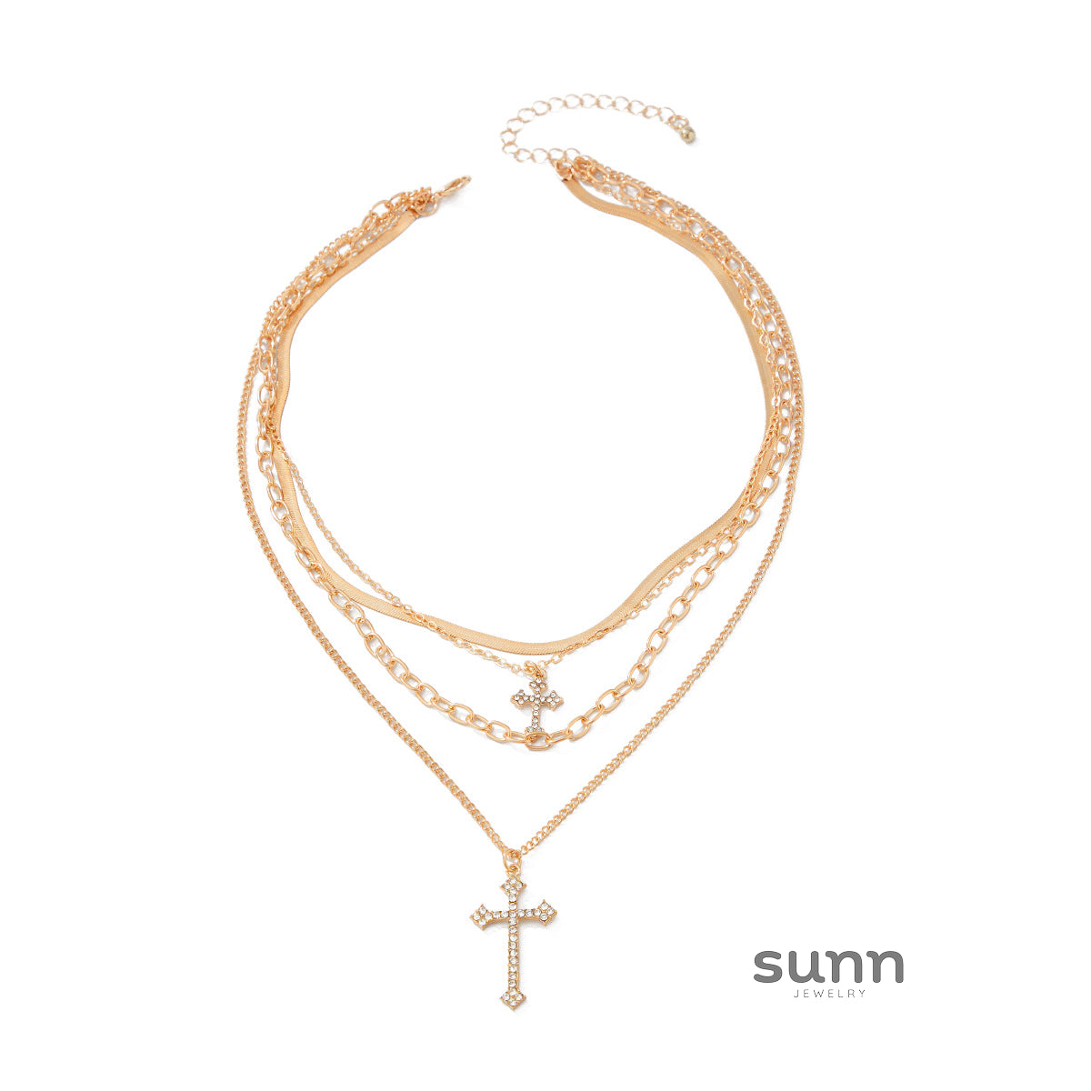 Ziva Layered Cross Pendant Necklace [RZS9EKQD]