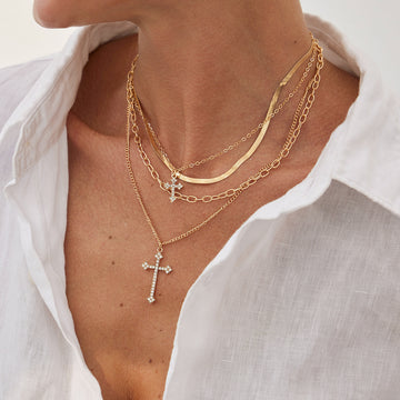 Ziva Layered Cross Pendant Necklace [QLVLQYQT]