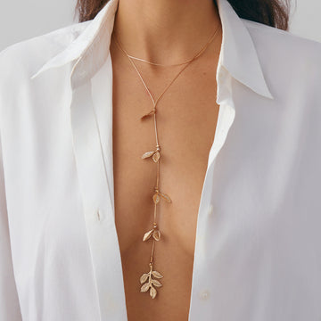 Ziya Tassel Leaf Necklace [KQ385PDR]