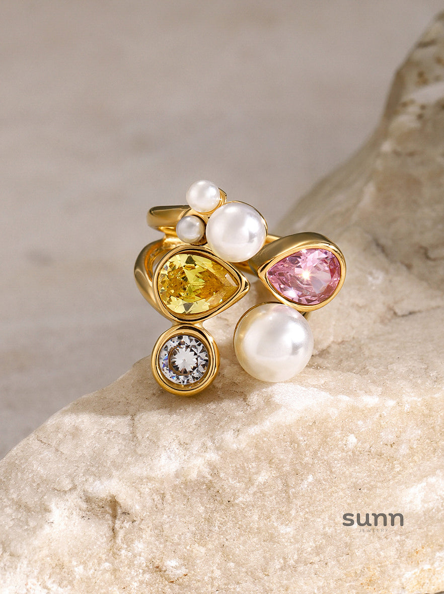 Zoe Asymmetrical Pearl Ring [5J0G80RX]