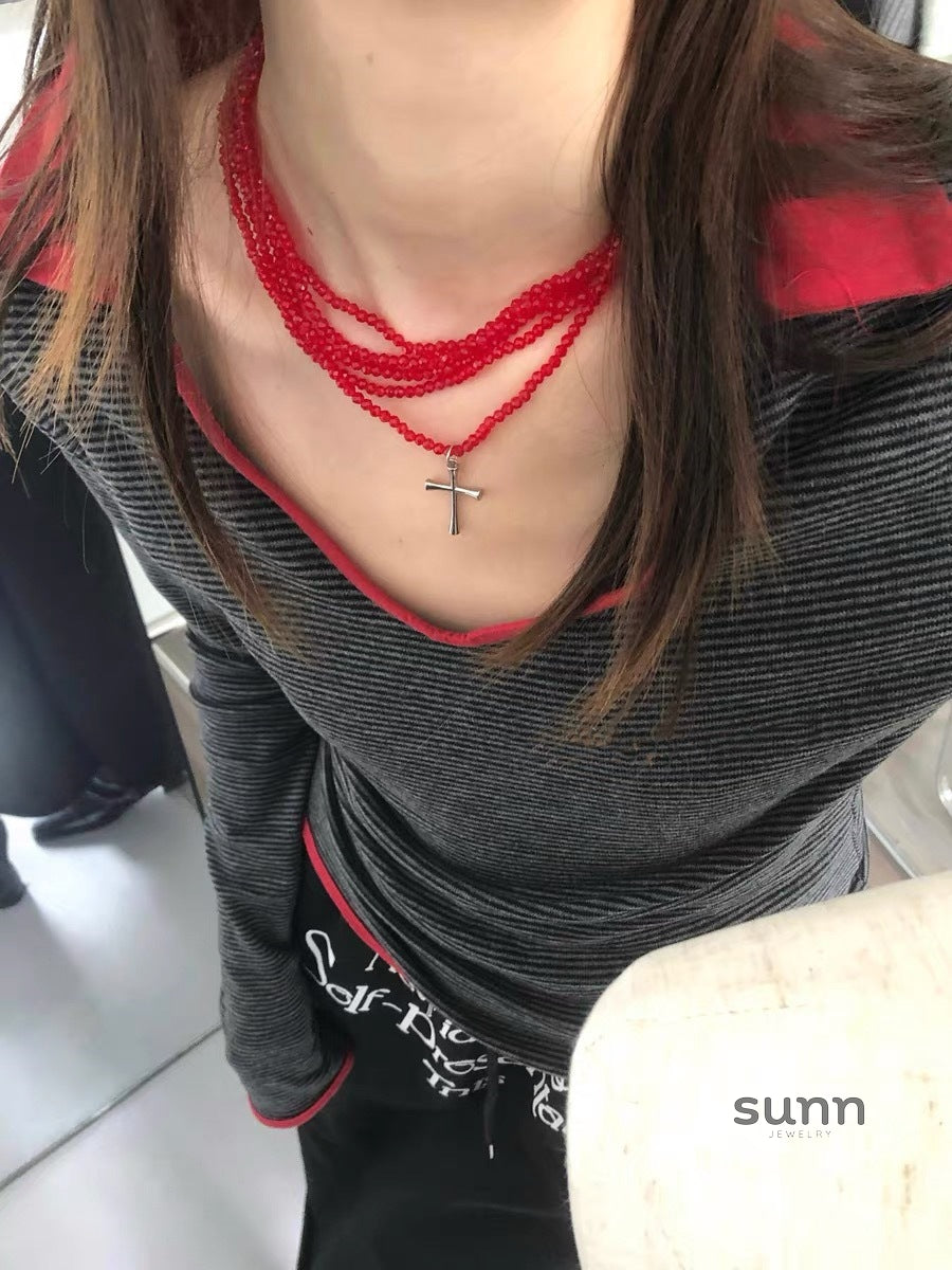 Zoha Multi-Layered Cross Choker [E3BADRXL]