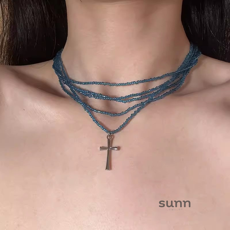 Zoha Multi-Layered Cross Choker [GDCL3UZU]