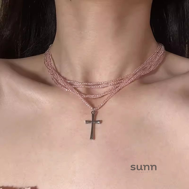 Zoha Multi-Layered Cross Choker [TMKAJNZN]