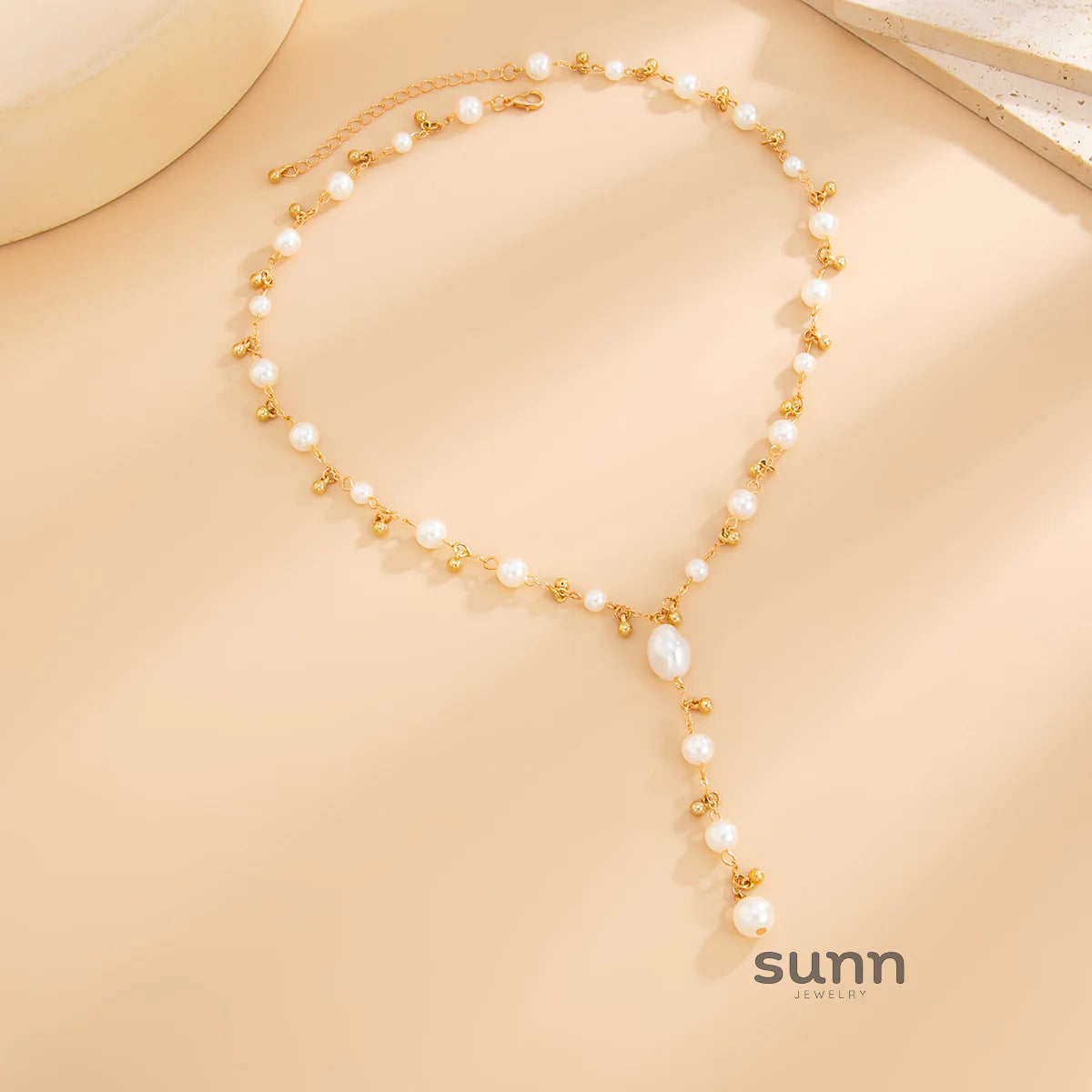 Zury Faux Pearl Droplet Necklace