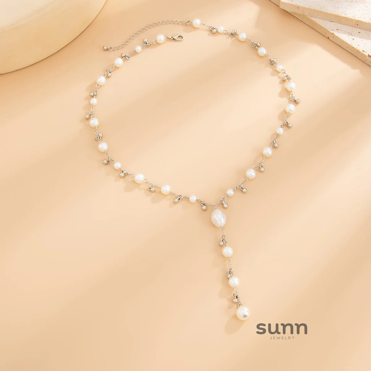 Zury Faux Pearl Droplet Necklace