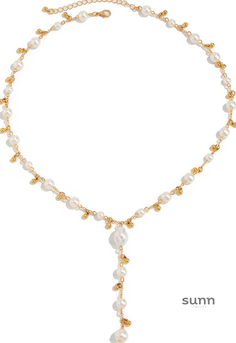 Zury Faux Pearl Droplet Necklace