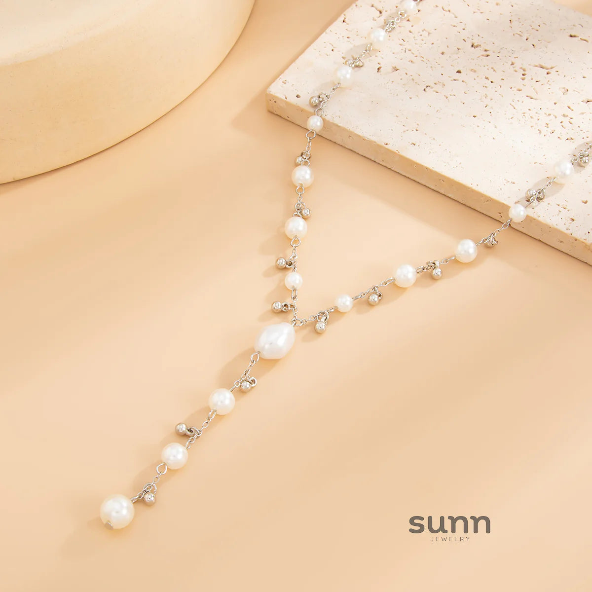 Zury Faux Pearl Droplet Necklace