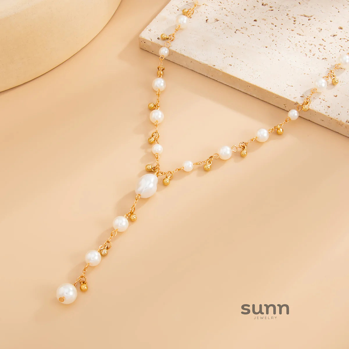 Zury Faux Pearl Droplet Necklace