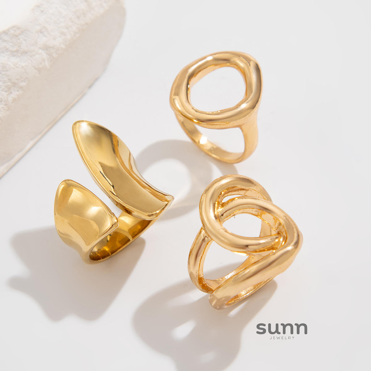 Zyaire Metal Glossy Ring Set [KFK4X6PJ]