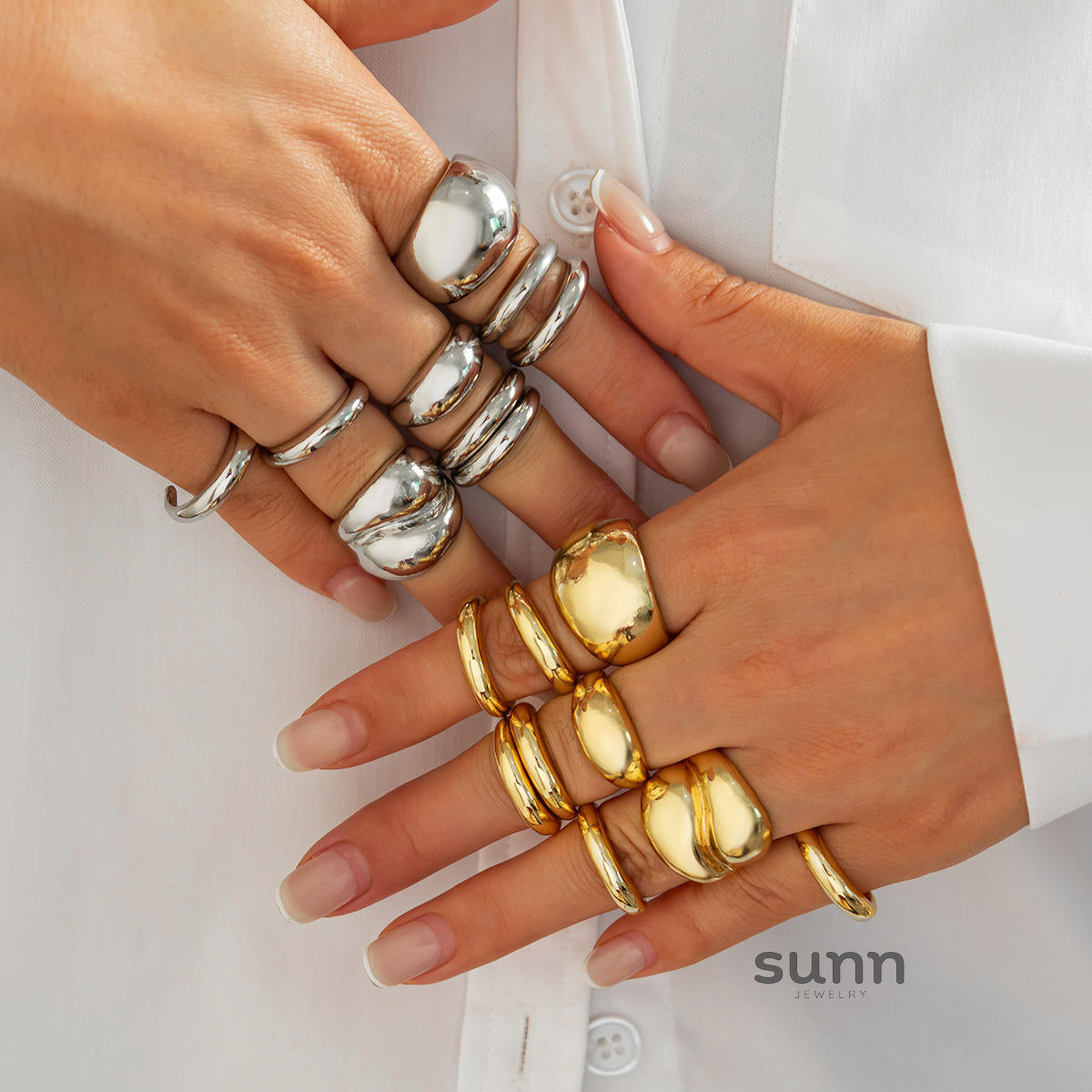Zyaire Metal Glossy Ring Set [1GY5VBL6]