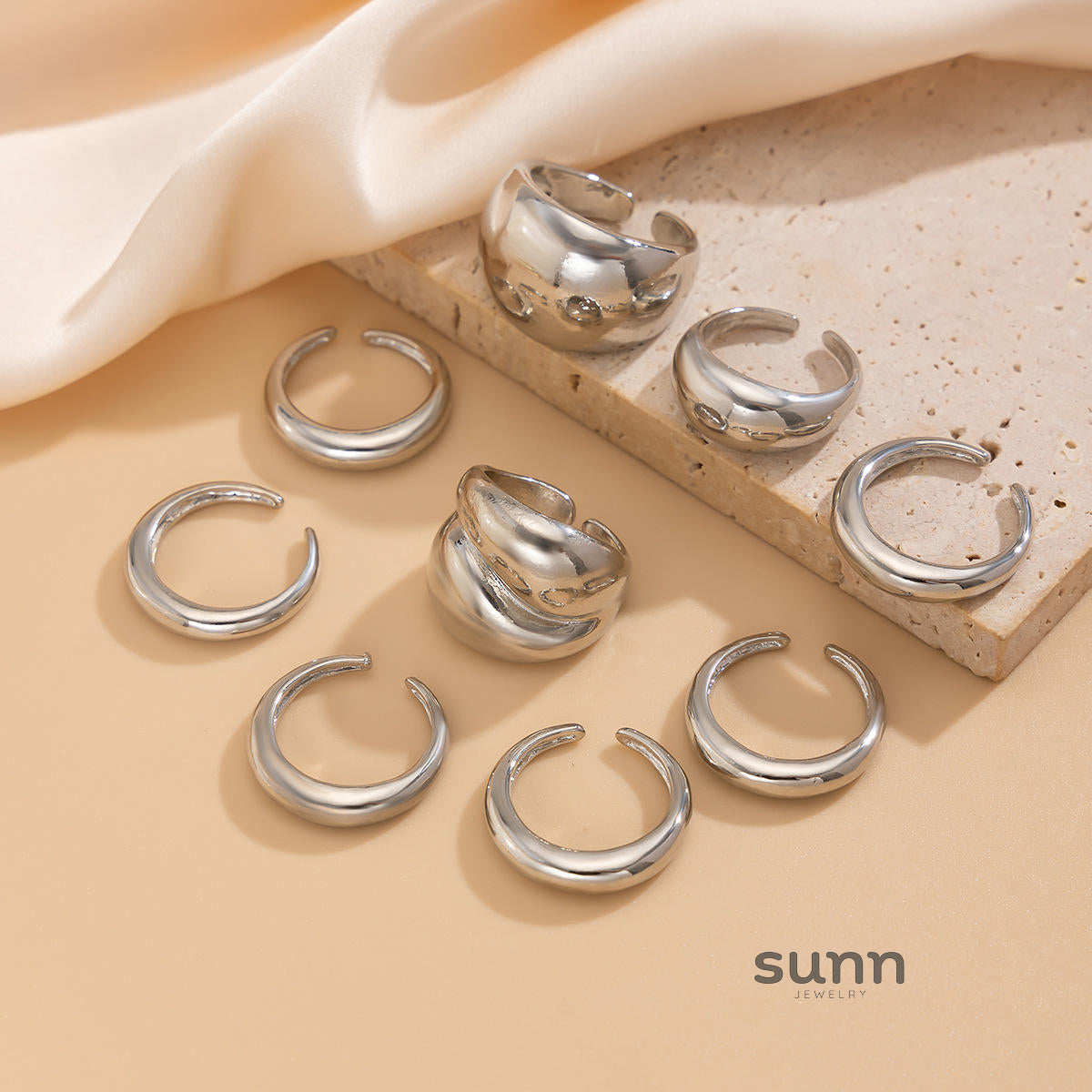 Zyaire Metal Glossy Ring Set [W1S79V8D]