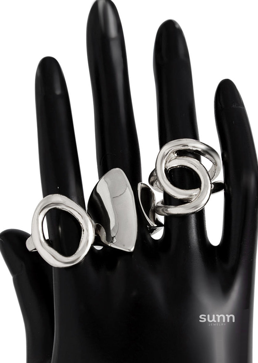 Zyaire Metal Glossy Ring Set [BKNRHX9W]