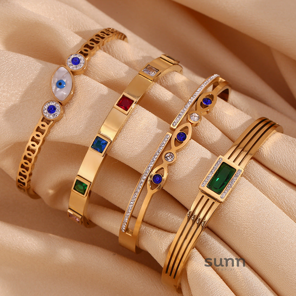 Zyrah Gold Zircon Cuff Bracelet [ZAX6D5PA]